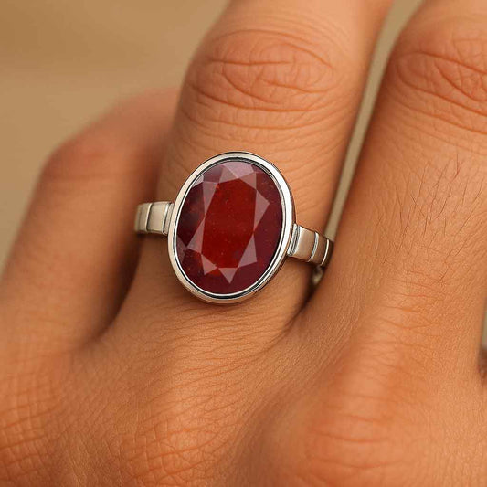 Luxury Royal Sterling Silver Hessonite Gomed Ring for Men