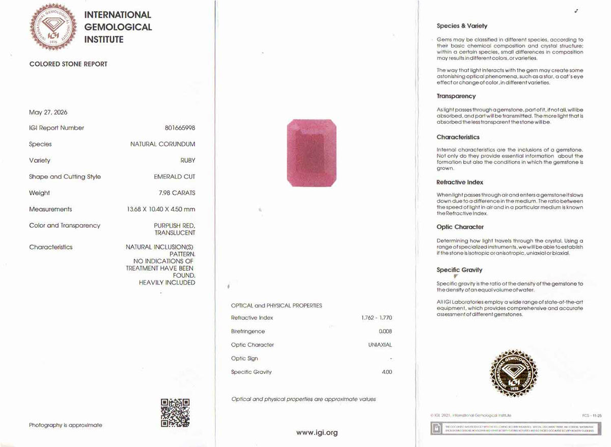 Ruby (Manik) Gemstone - 7.98 Carats