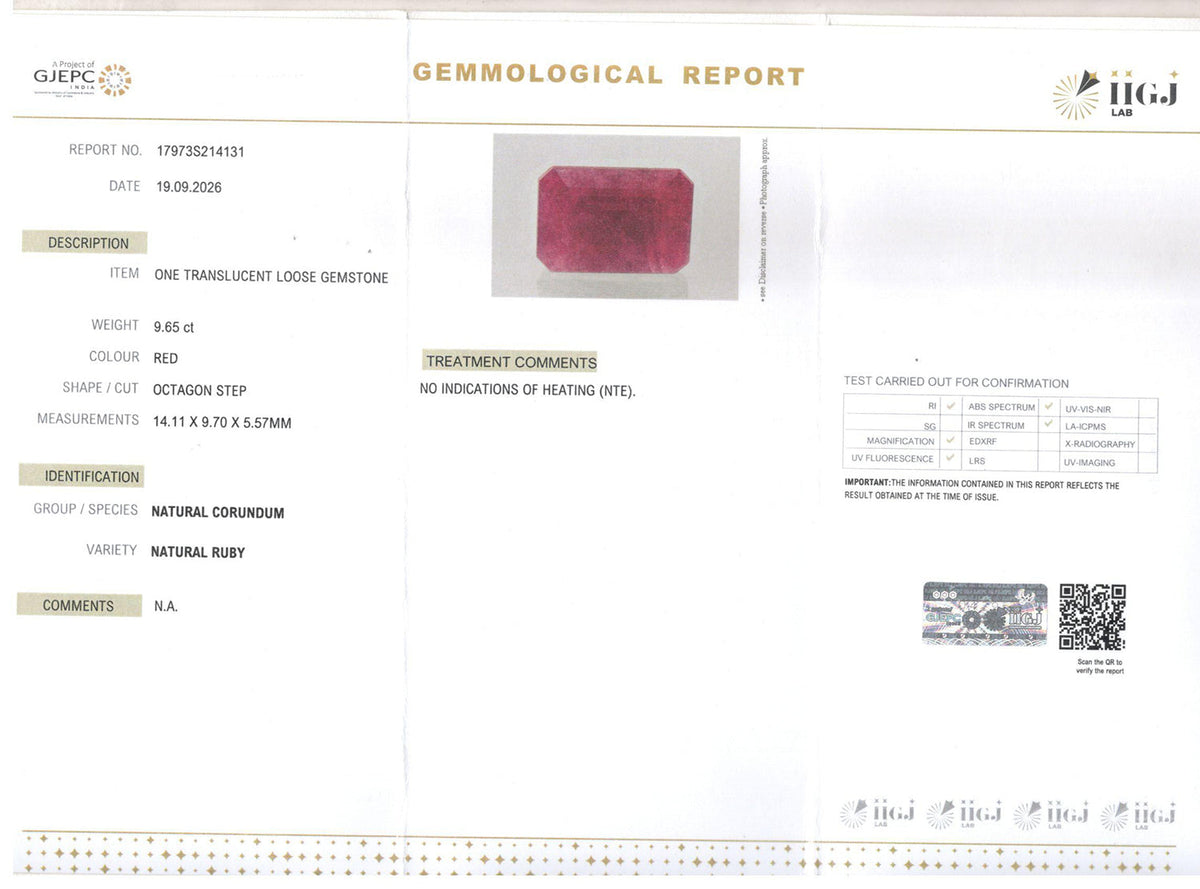 Ruby (Manik) Gemstone - 9.65 Carats