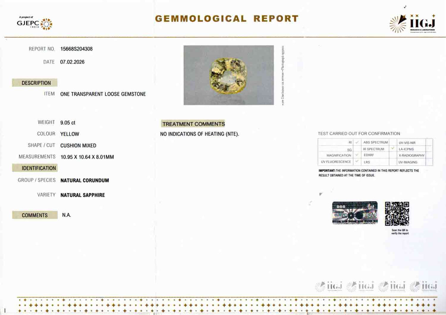 Yellow Sapphire (Pukhraj) - 9.05 Carats