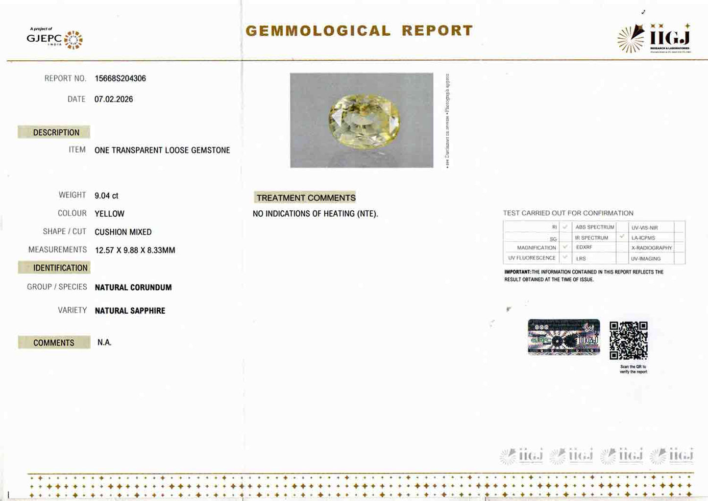Yellow Sapphire (Pukhraj) - 9.04 Carats