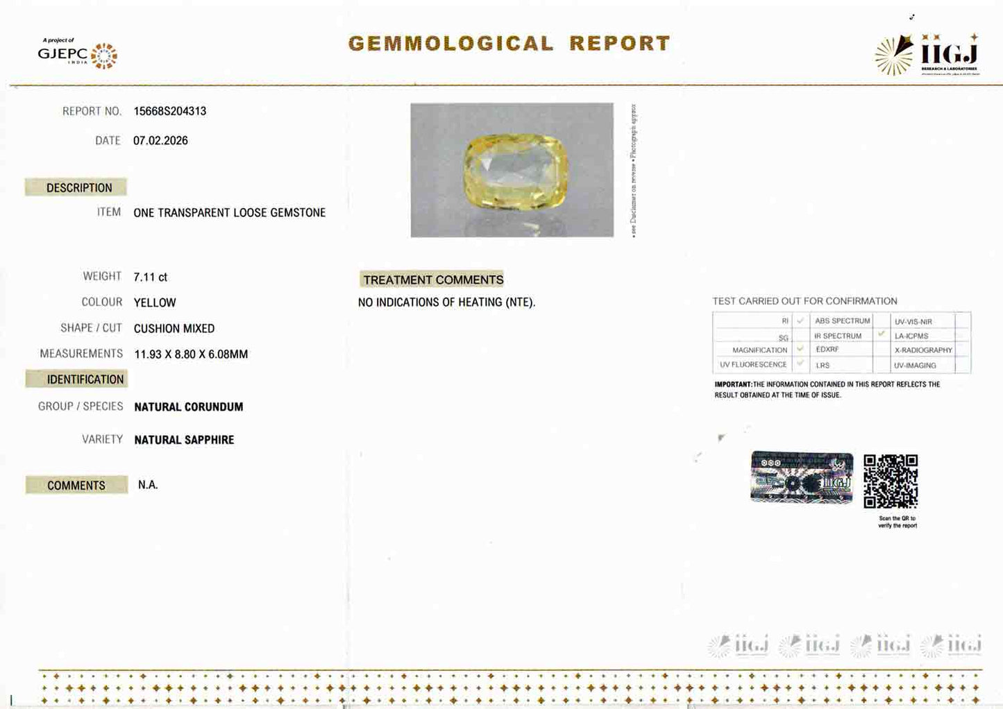 Yellow Sapphire (Pukhraj) - 7.11 Carats