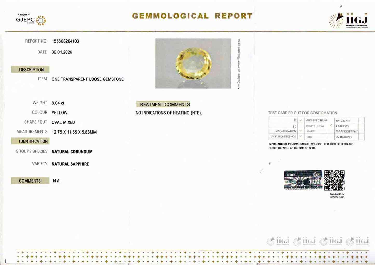 Yellow Sapphire (Pukhraj) - 8.04 Carats