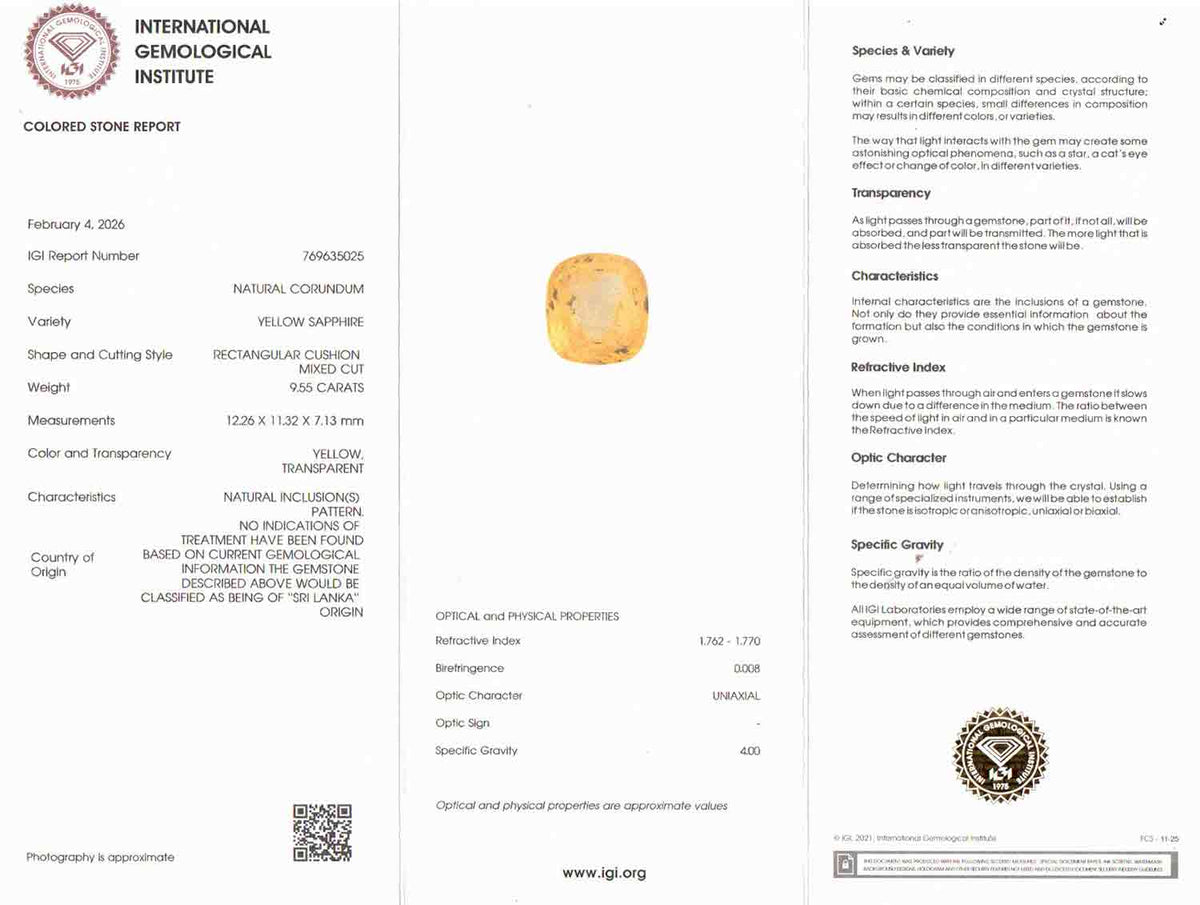 Yellow Sapphire (Pukhraj) - 9.55 Carats