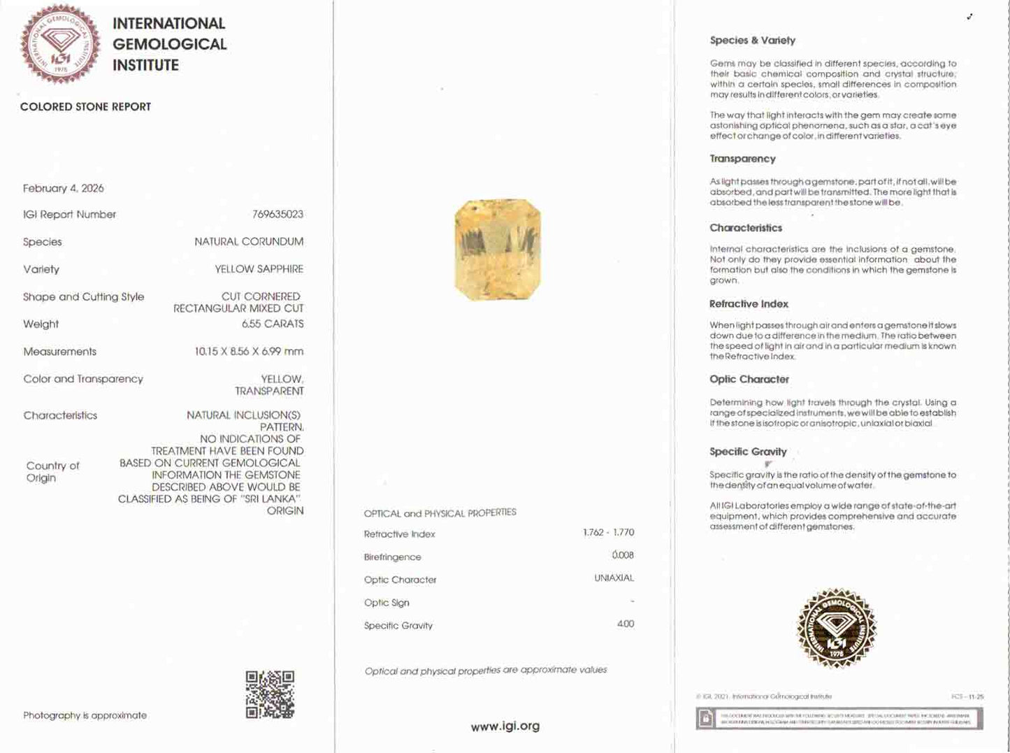 Yellow Sapphire (Pukhraj) - 6.55 Carats