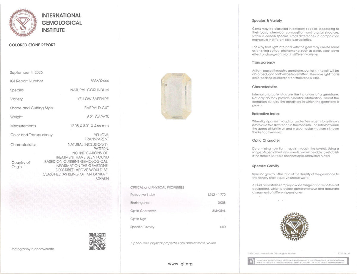 Yellow Sapphire (Pukhraj) Gemstone - 5.21 Carats