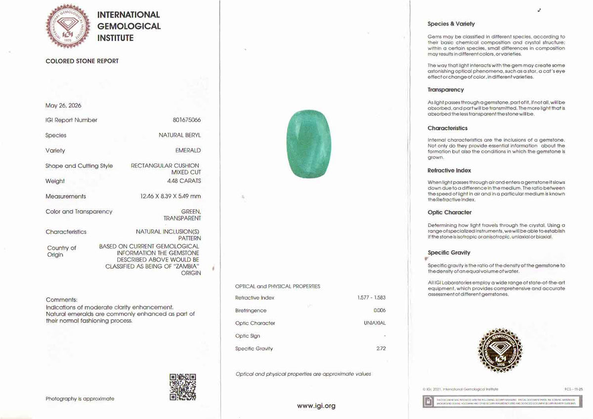 Emerald (Panna) Gemstone - 4.48 Carats