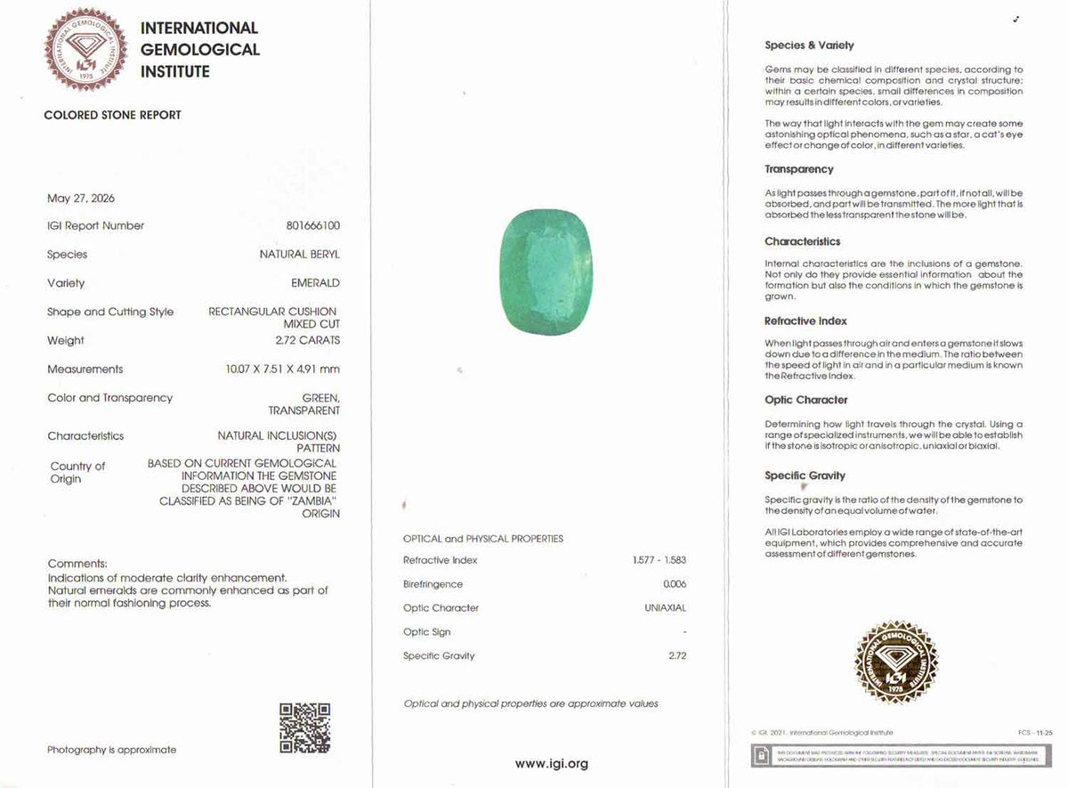 Emerald (Panna) Gemstone - 2.72 Carats