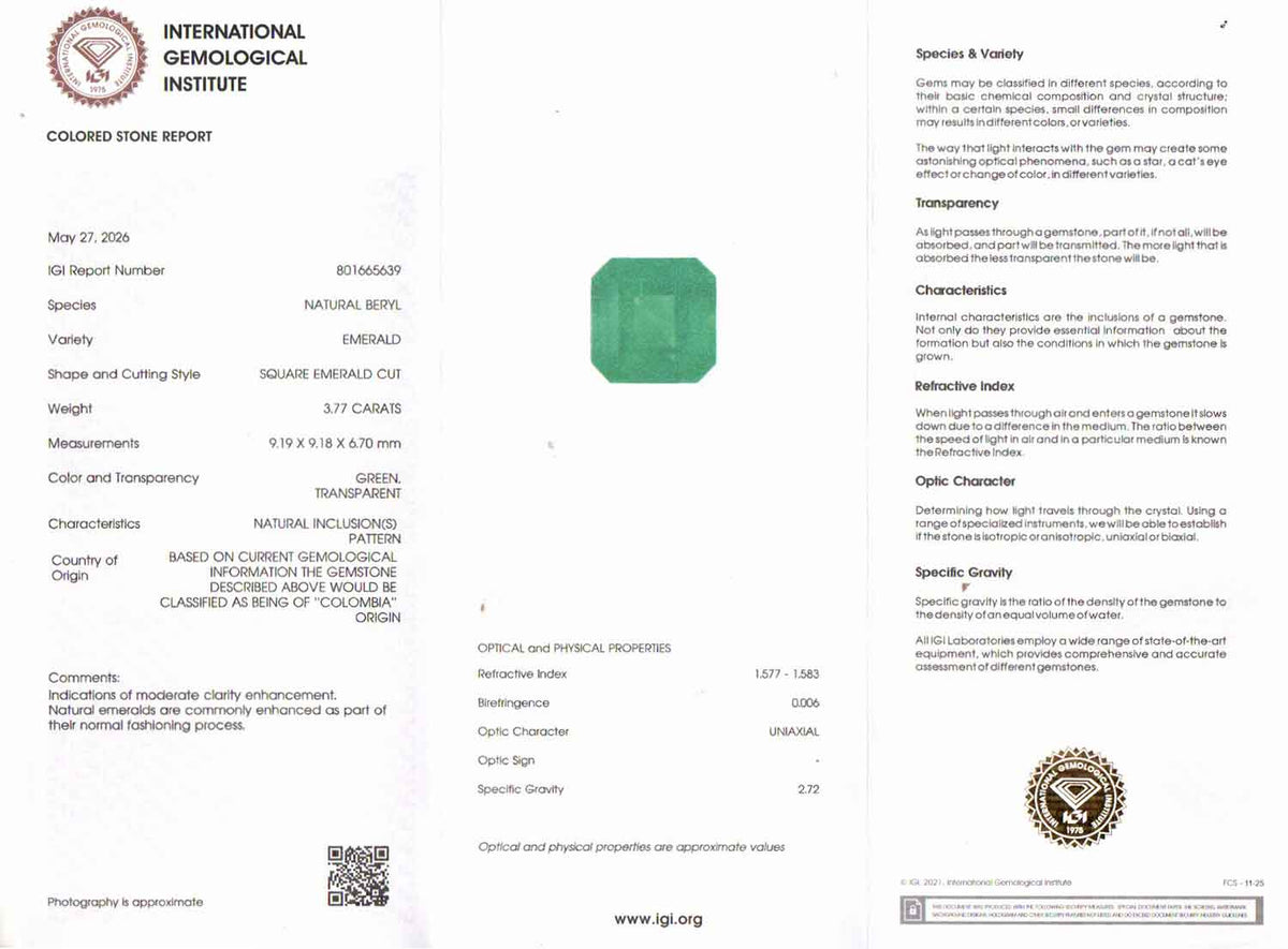 Emerald (Panna) Gemstone - 3.77 Carats