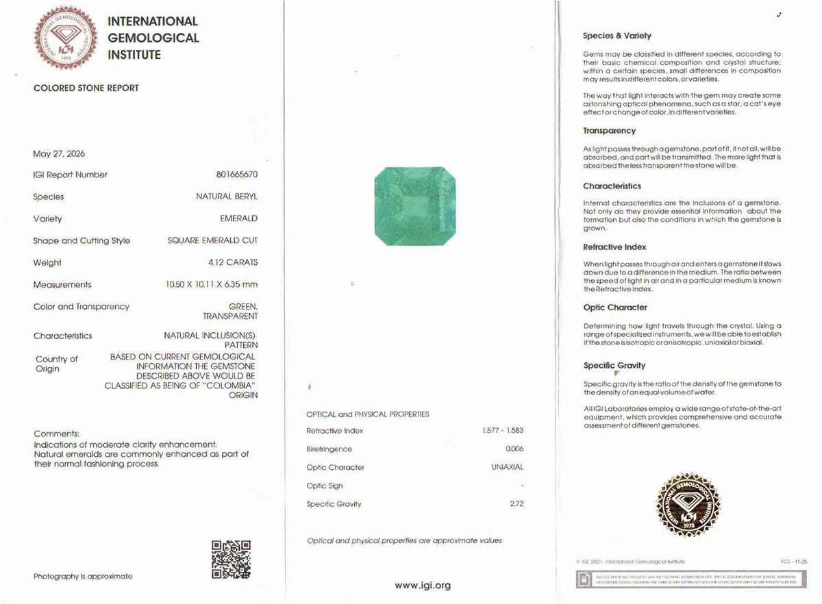 Emerald (Panna) Gemstone - 4.12 Carats