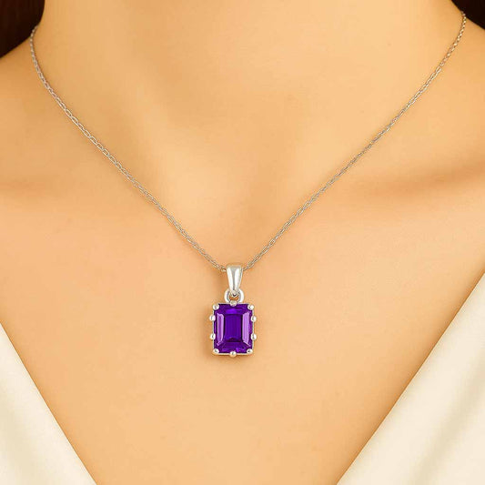 Luxury Designer 925 Silver Amethyst Stone Pendant