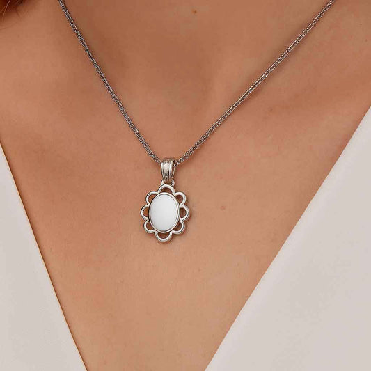 Modern 925 Sterling Silver Opal Gemstone Pendant