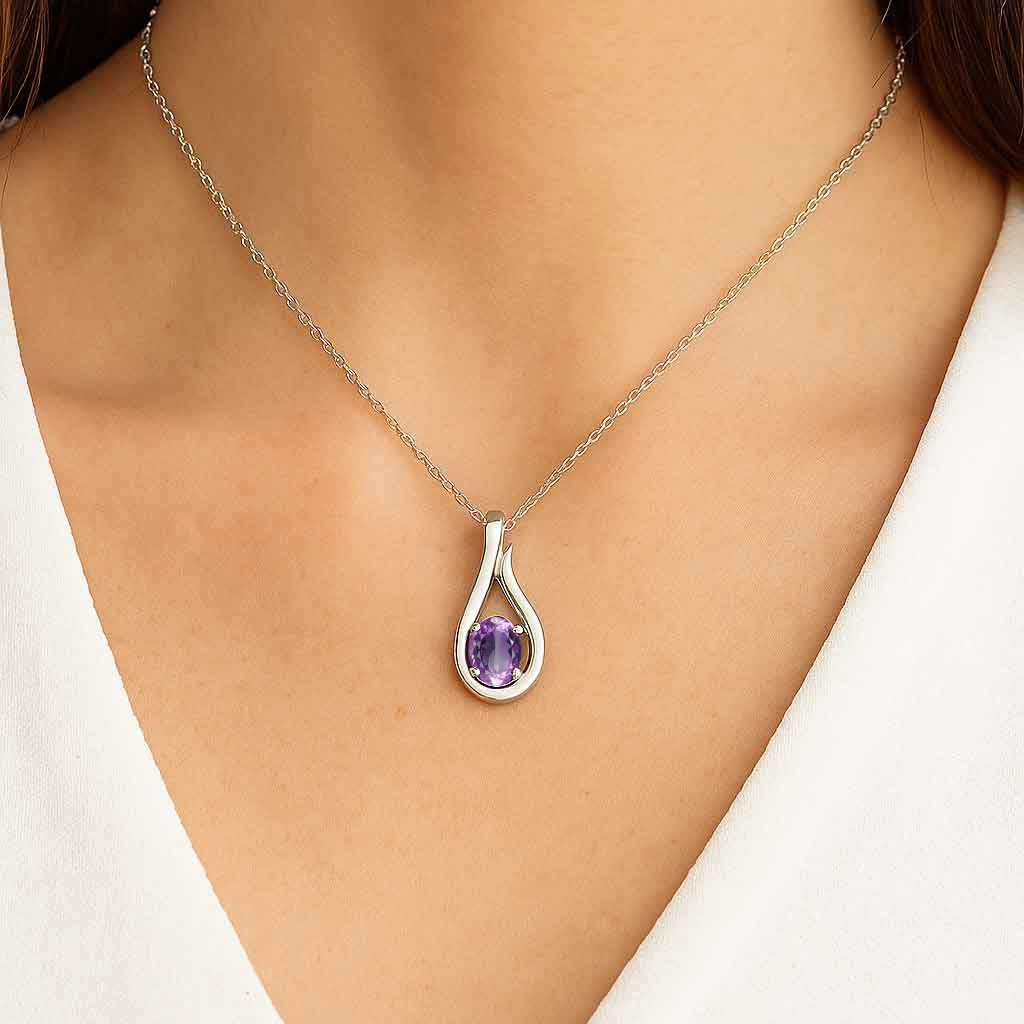 Timeless Sterling Silver Natural Amethyst Pendant