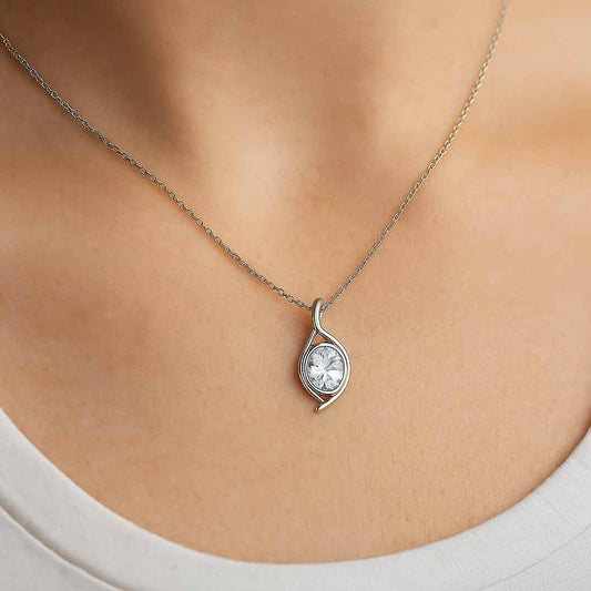 Luxury Designer Natural Zircon Pendant In Pure Silver Metal