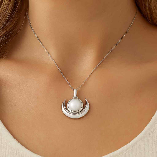 Luxury Designer Pure Sterling Silver Pearl Pendant