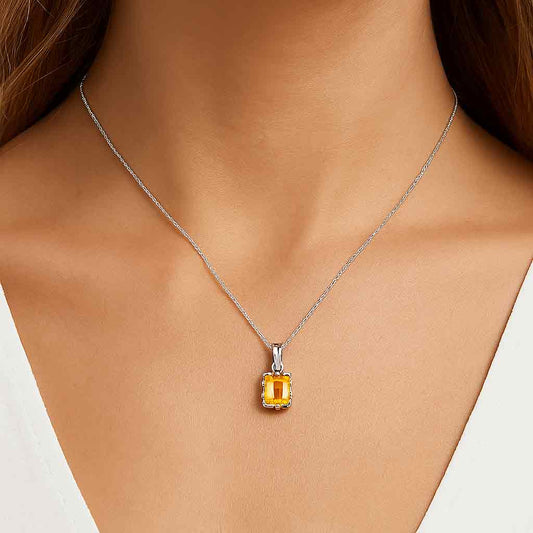 Luxury Designer Sterling Silver Yellow Sapphire Pendant