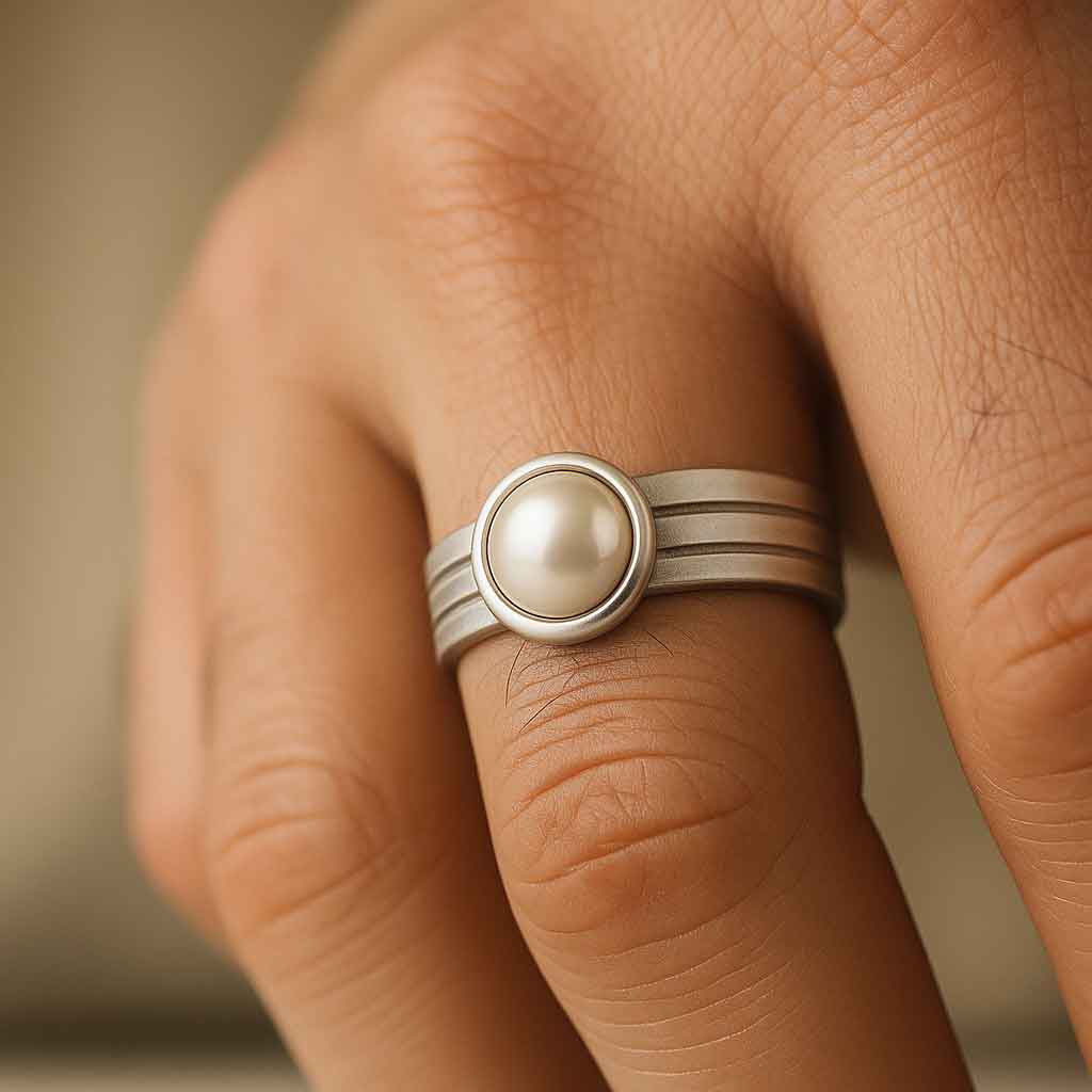Premium 925 Sterling Silver Men’s Pearl Ring