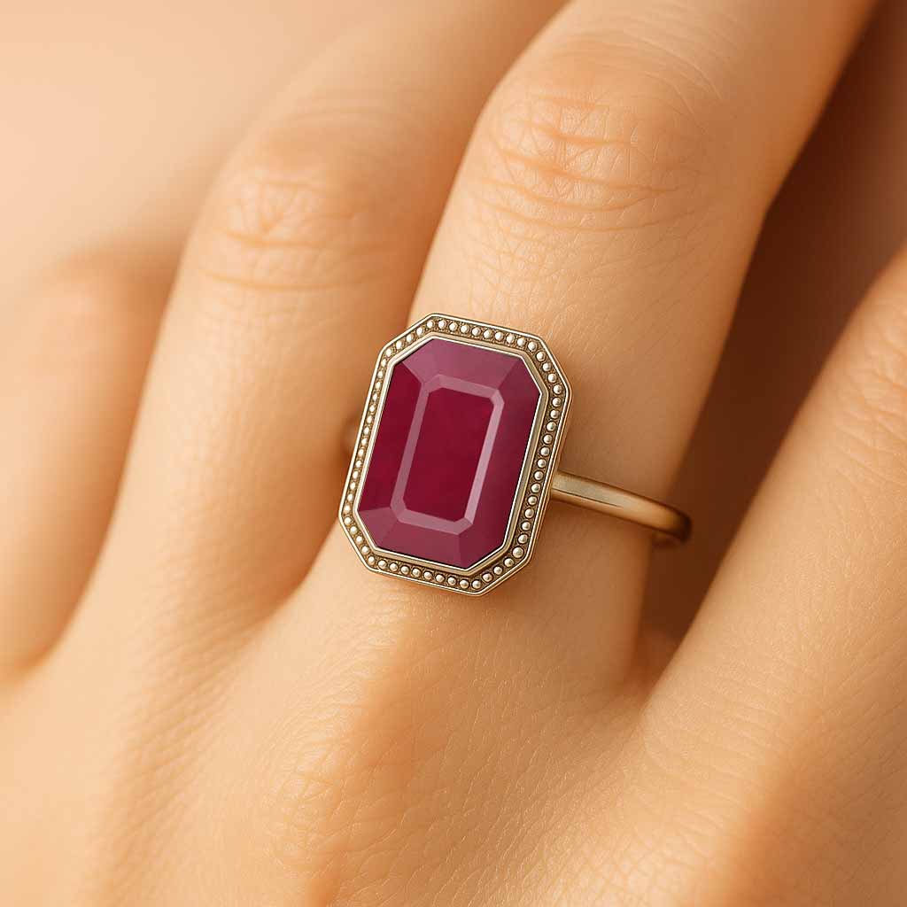 Pure Sterling Silver Ladies Ruby Stone Ring