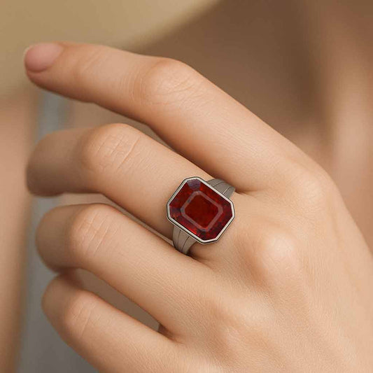 Grand Heritage 925 Sterling Silver Hessonite Garnet Ring for Women