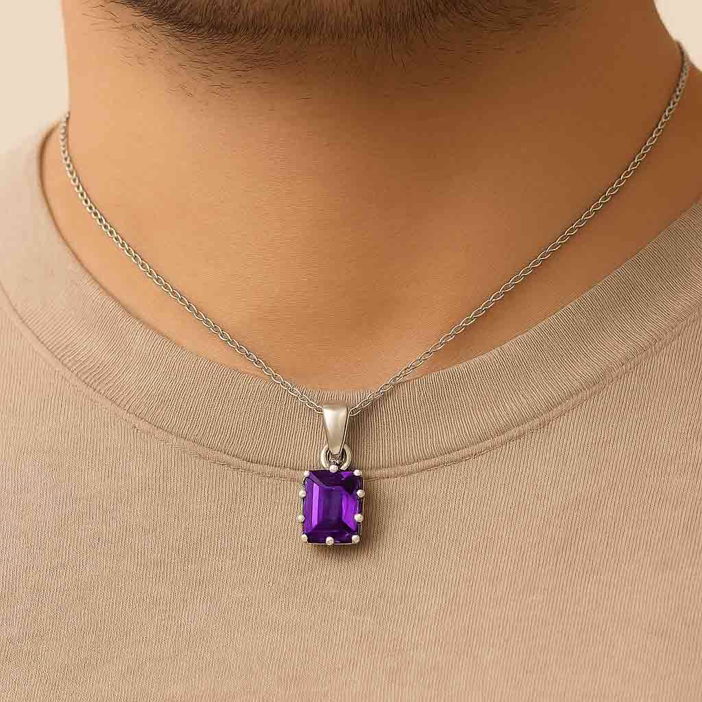 Luxury Designer 925 Silver Amethyst Stone Pendant
