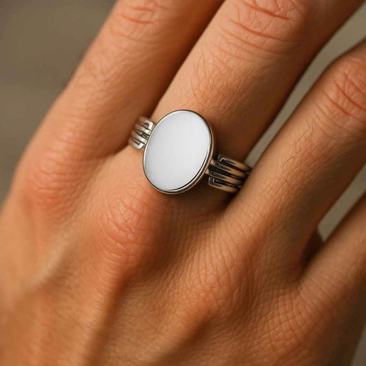 Modern 925 Sterling Silver Men’s Opal Ring