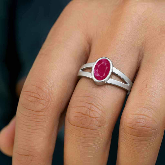 Elegant Sterling Silver Ruby Gemstone Ring for Men