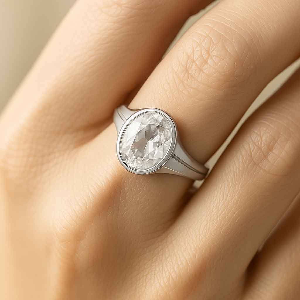 Stylish 925 Silver Zircon Gemstone Ring for Women