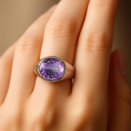 Luxury 925 Sterling Silver Ladies Amethyst Stone Ring