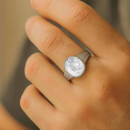 Vintage 925 Sterling Silver Zircon Stone Ring for Men