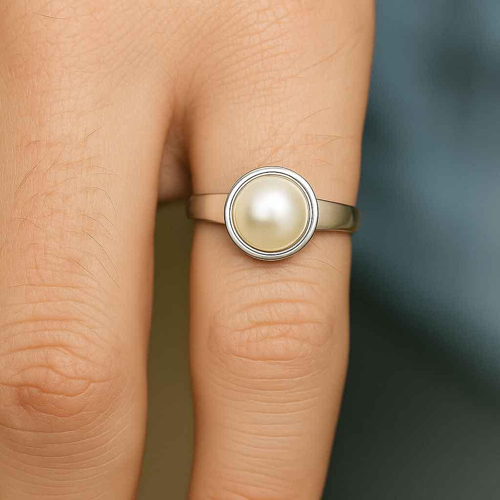Timeless 925 Sterling Silver Pearl Stone Ring for Men
