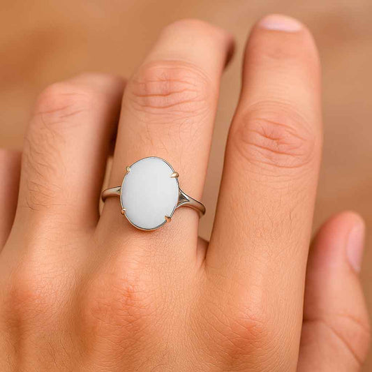 Designer Sterling Silver Opal Gemstone Ring for Her