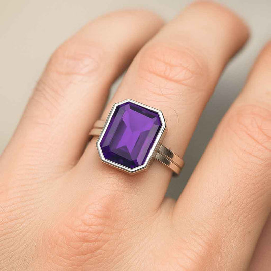 Unique Handcrafted Sterling Silver Amethyst Ring for Men