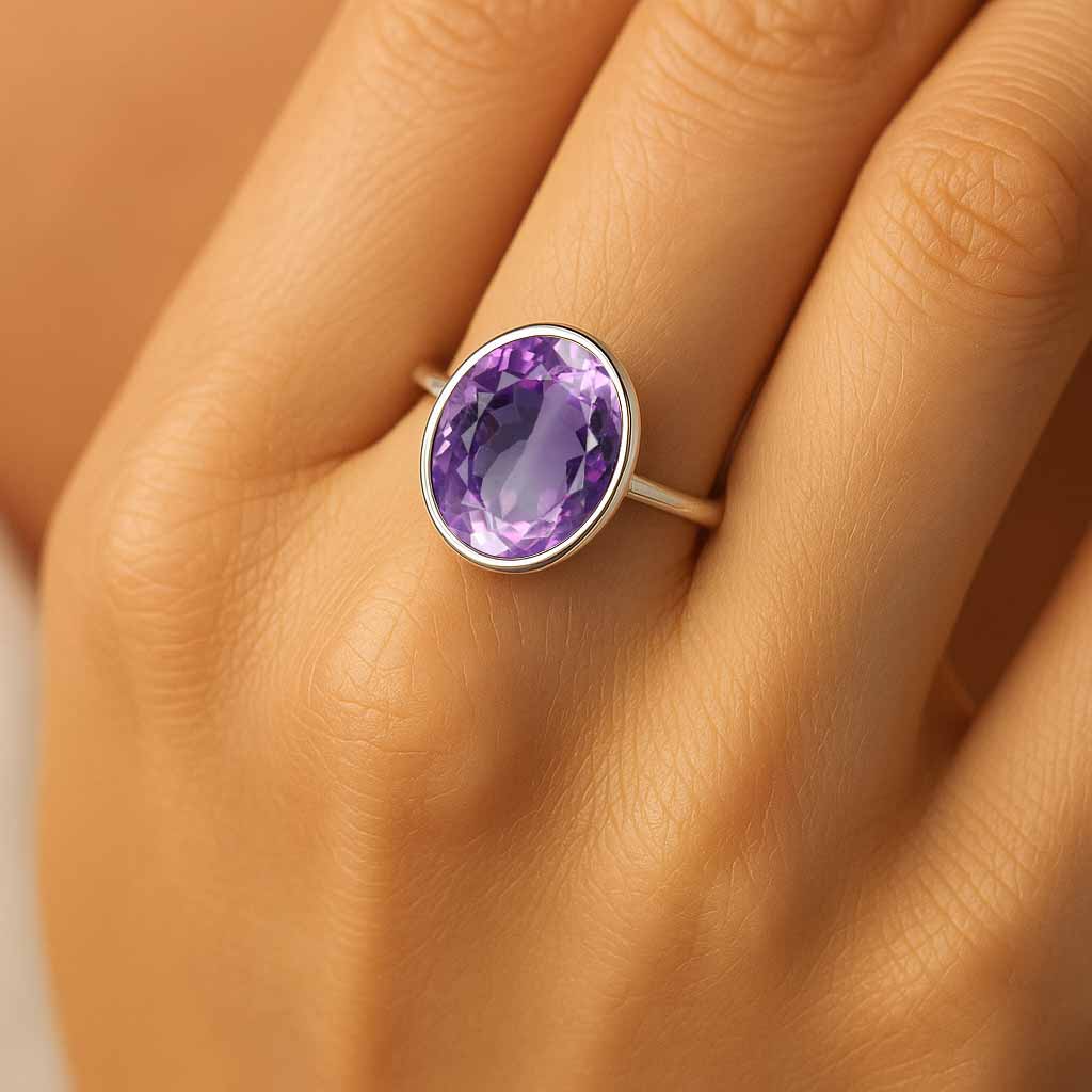 Luxury Heritage 925 Sterling Silver Amethyst Ring for Women