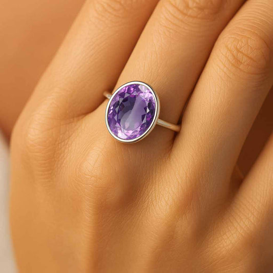 Luxury Heritage 925 Sterling Silver Amethyst Ring for Women