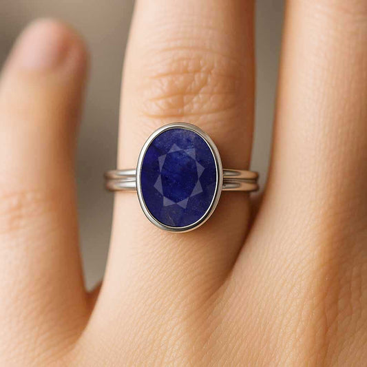 Classic Women’s Blue Sapphire Ring in Premium 925 Silver