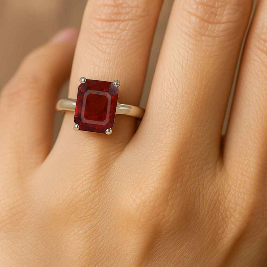 Premium Royal Sterling Silver Hessonite Garnet Ring for Women