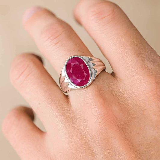Handcrafted Premium Sterling Silver Ruby Ring for Men
