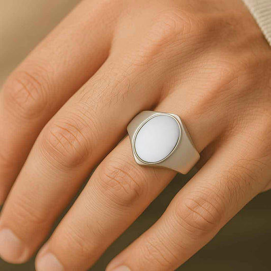 Vintage 925 Silver Opal Stone Ring for Men