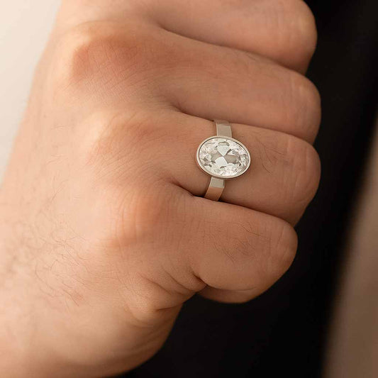 Handcrafted Sterling Silver Premium Zircon Stone Ring for Men