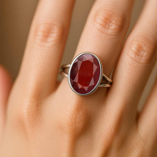 Premium Crafted Sterling Silver Hessonite Garnet Ring for Women