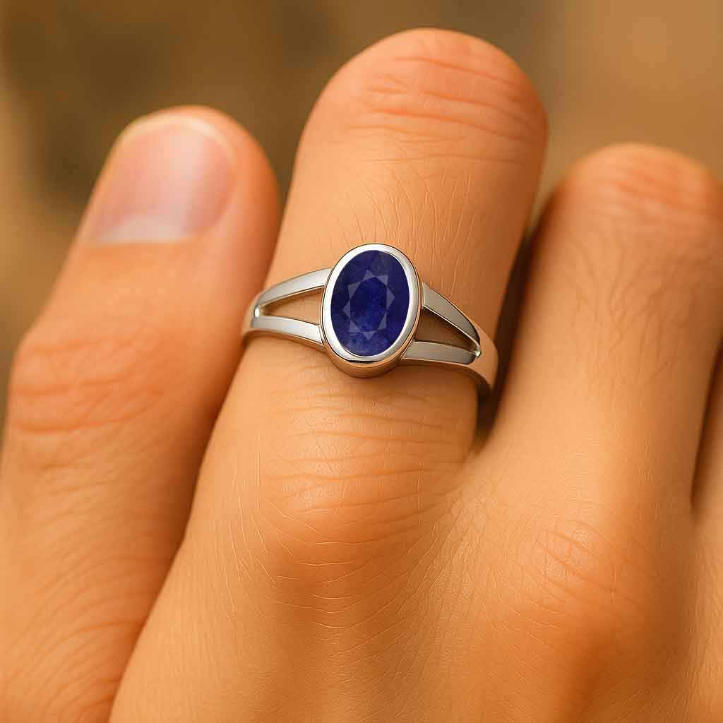 Premium Natural Neelam (Blue Sapphire) Men’s Ring