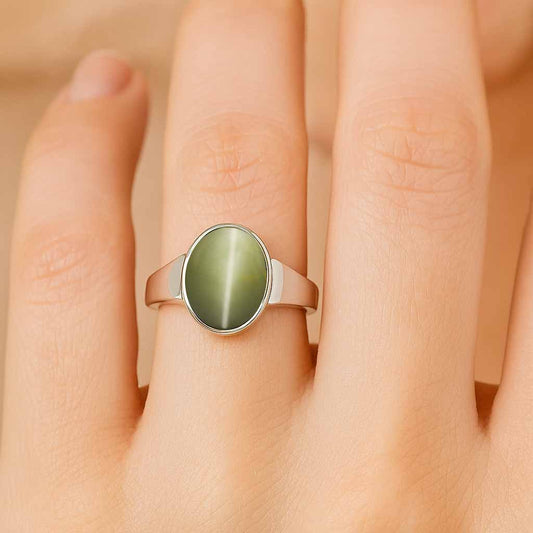 Royal Elite Sterling Silver Cat’s Eye Ring For Ladies