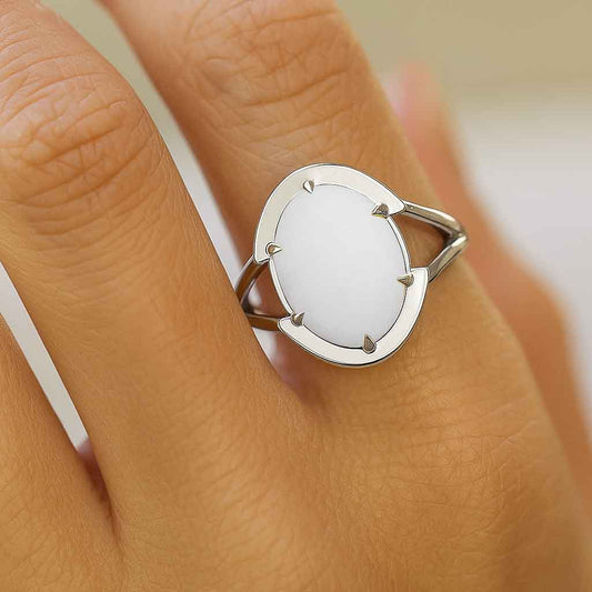 Premium Royal Women's Sterling Silver Opal Gemstone Ring