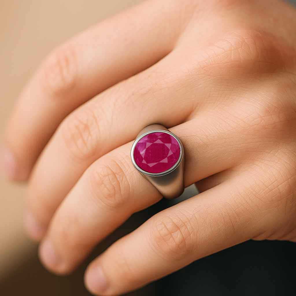 Bold & Stylish 925 Sterling Silver Ruby Ring for Men