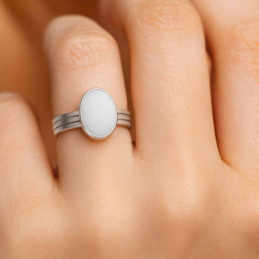 Stylish 925 Silver Opal Gemstone Ring for Female