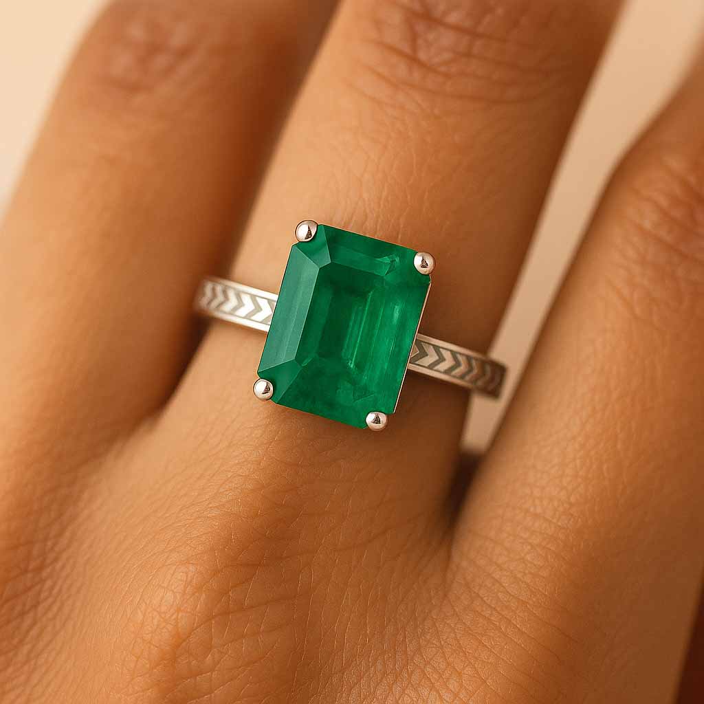 Timeless Sterling Silver Emerald Stone Ring for Women