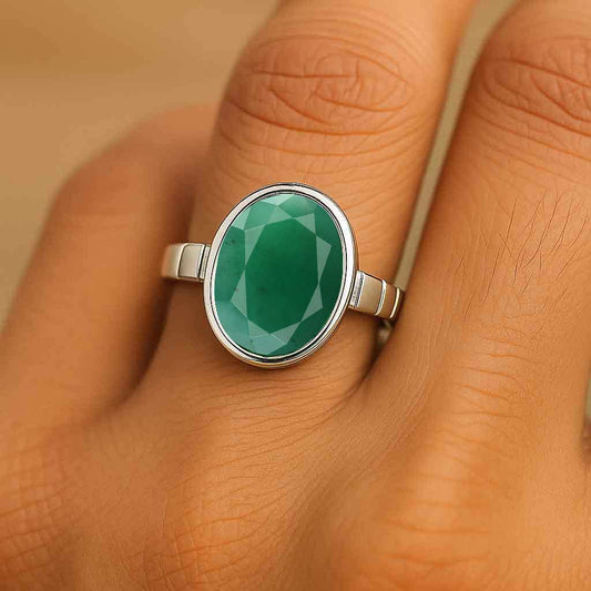 Luxury 925 Sterling Silver Emerald Ring for Male