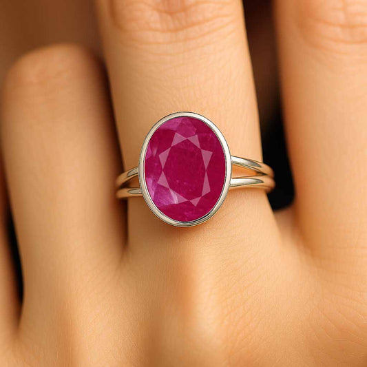 Elegant 925 Silver Ruby Stone Ring for Her