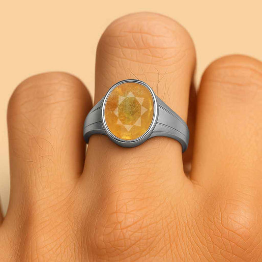 Men's Classic Royal Yellow Sapphire Ring In 925 Silver