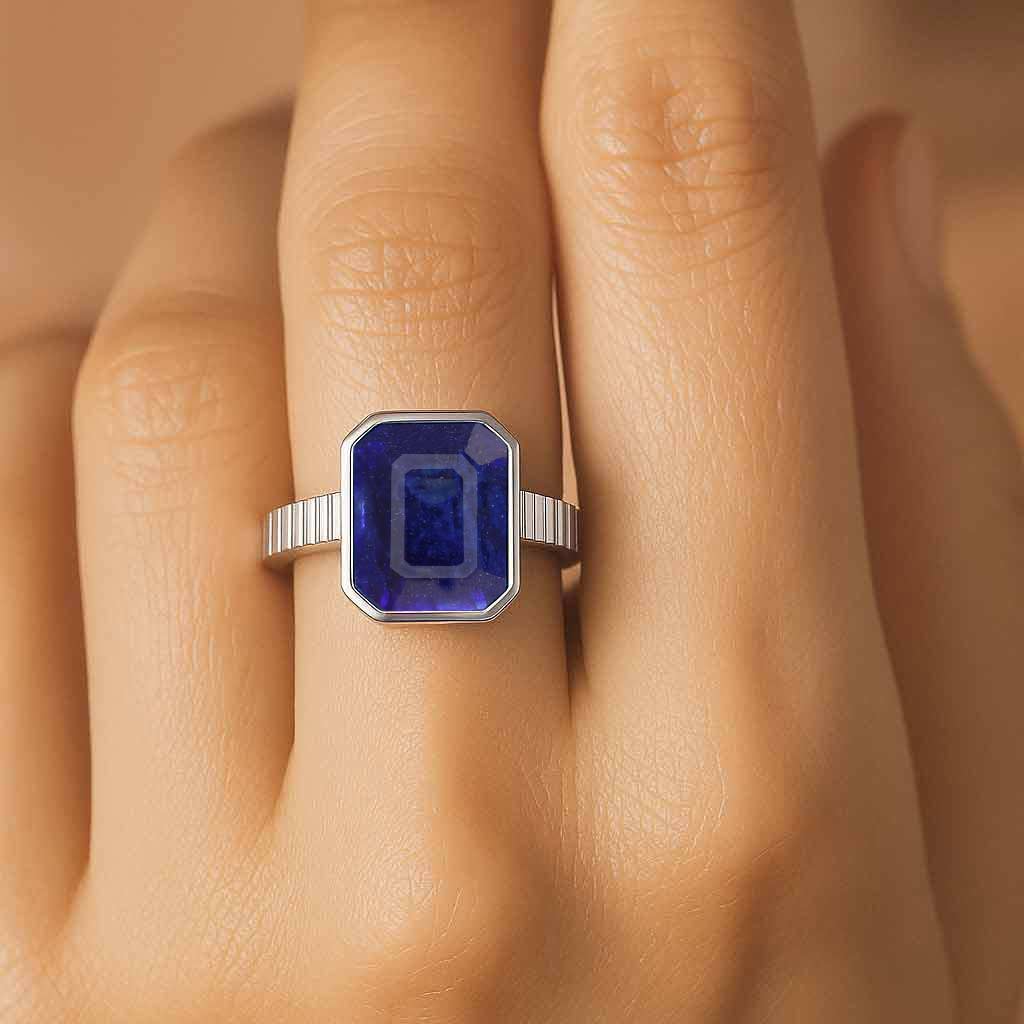 Genuine Neelam (Blue Sapphire) Stone Sterling Silver Ring for Ladies